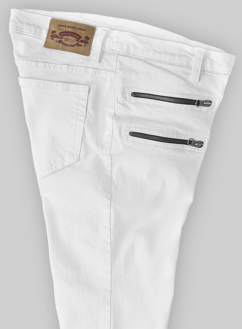 Twiggy Double Zipper White Stretch Jeans