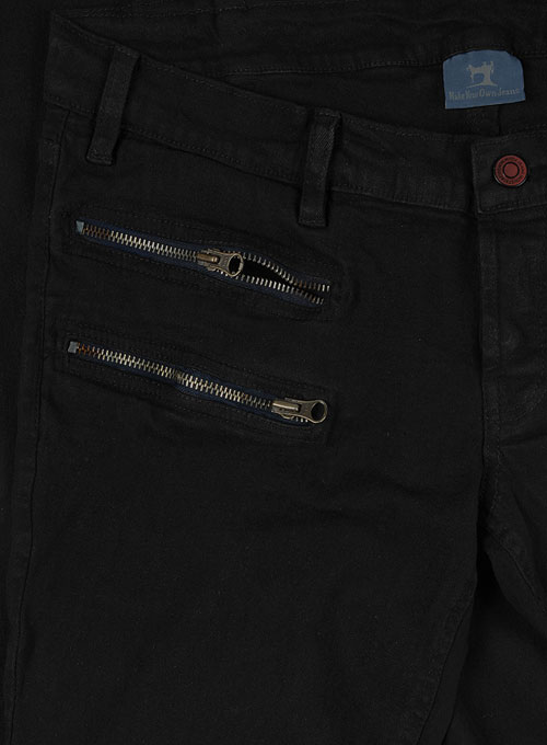 Twiggy Double Zipper Black Jeans