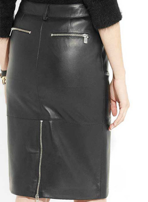 Beckley Zip Detail Leather Skirt - # 402 - Click Image to Close