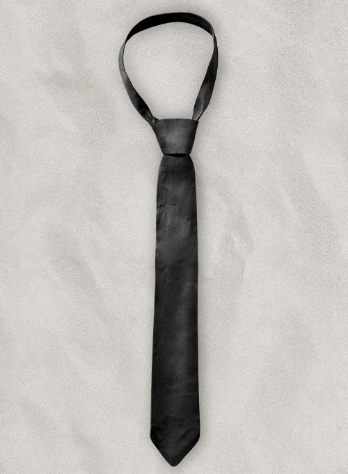 Black Leather Tie - Click Image to Close