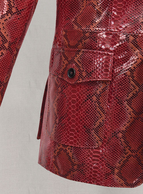 Bold Red Python Western Leather Blazer