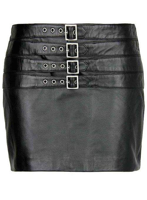 Bossy Buckle Leather Skirt - # 443 - Click Image to Close