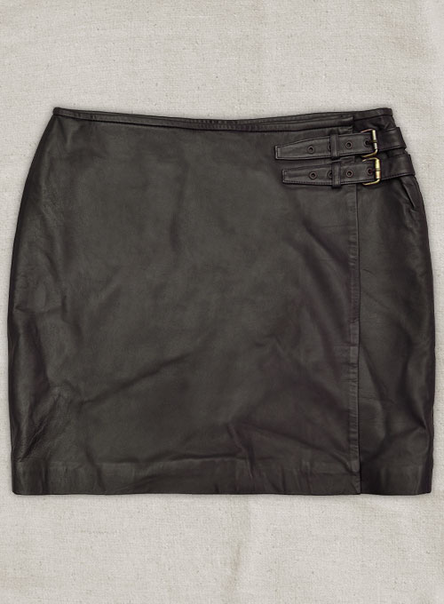 Soft Louis Brown Buckled Wrap Leather Skirt - # 467 - XL Regular