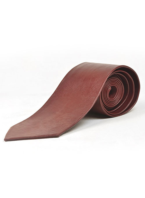 Burgundy Leather Tie - Click Image to Close