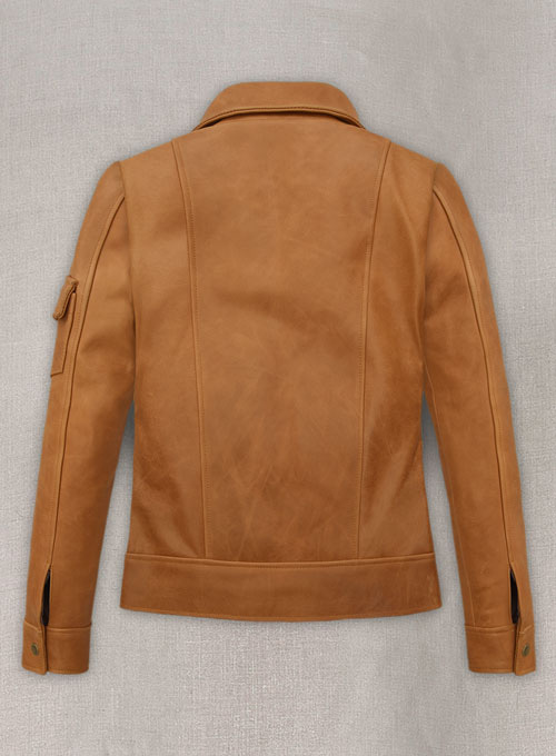 Canberra Tan Gigi Hadid Leather Jacket