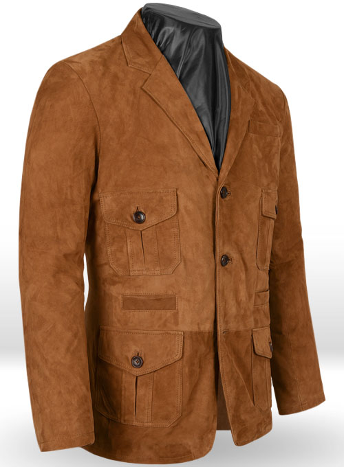 Soft Caramel Brown Suede Leather Blazer - #712 - Click Image to Close