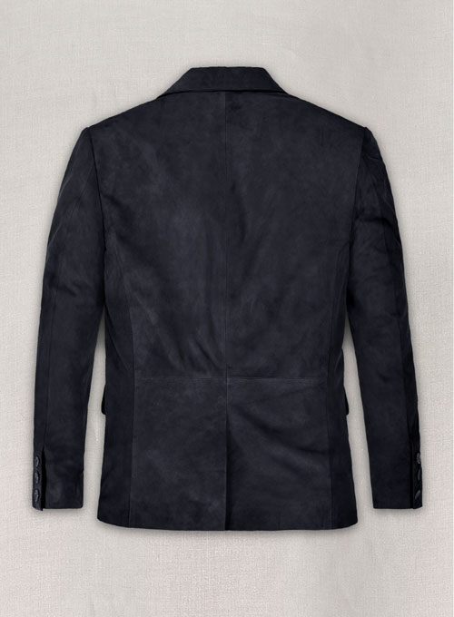 Dark Blue Suede Leather Blazer