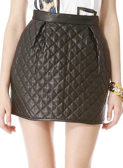 Ecru Quilted Leather Skirt - # 428 - Click Image to Close