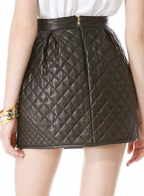 Ecru Quilted Leather Skirt - # 428