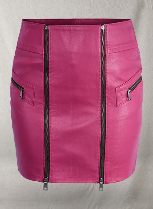 Front Zipper Leather Mini Skirt - # 143 - Click Image to Close