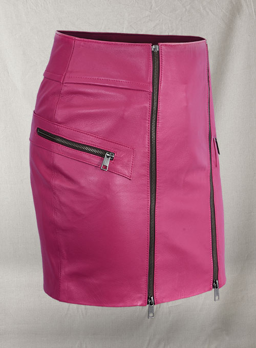 Front Zipper Leather Mini Skirt - # 143