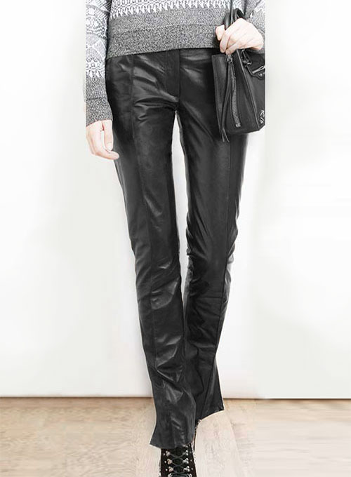 Front Crease Leather Pants - Click Image to Close