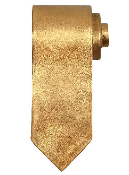 Golden Leather Tie - Click Image to Close