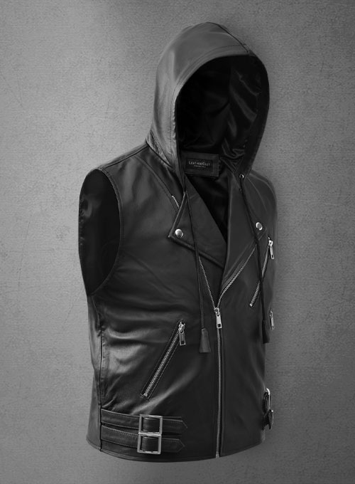 Leather Hood Vest # 309