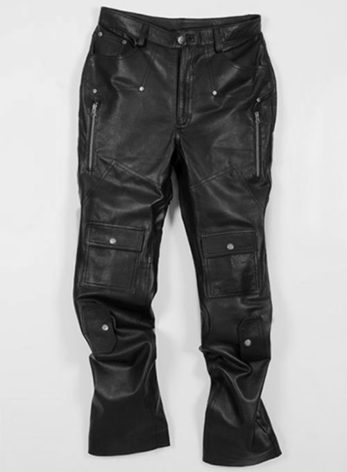 Leather Cargo Jeans - Style 08-5 - Click Image to Close