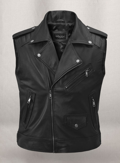 Leather Biker Vest # 318 - Click Image to Close