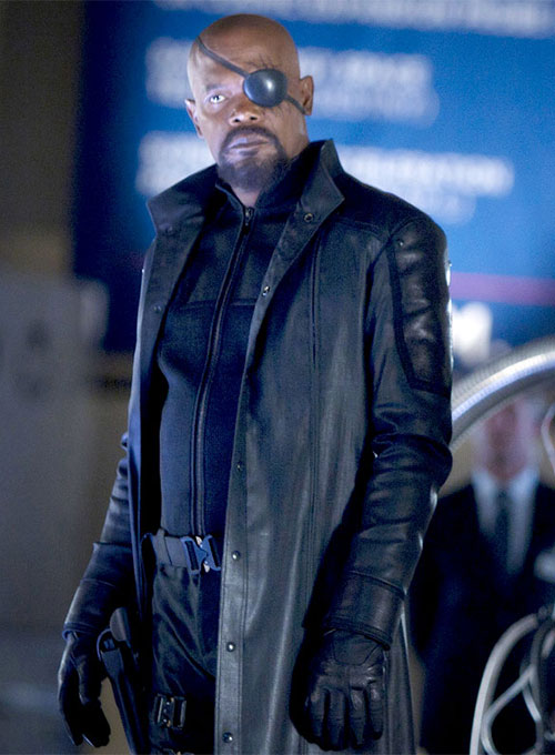 The Avengers Nick Fury Leather Trench Coat - Click Image to Close