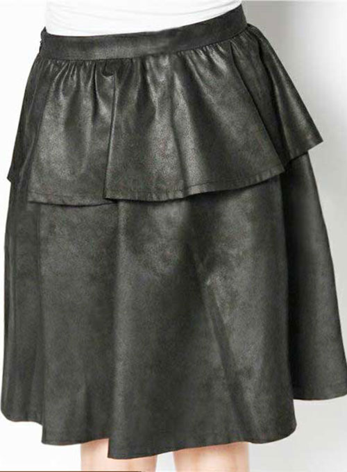 Peplum Flare Leather Skirt - # 415 - Click Image to Close