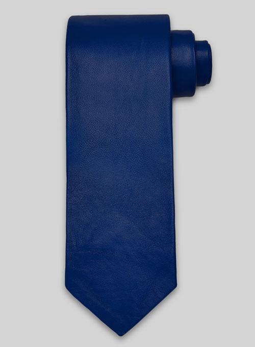 Rich Blue Leather Tie - Click Image to Close