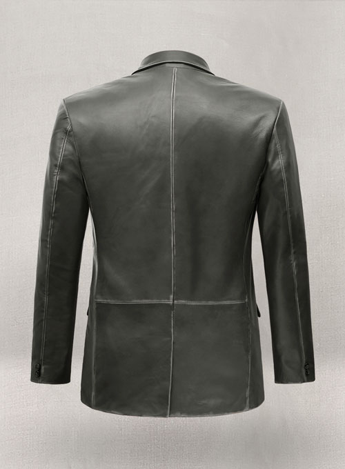 Rubbed Charcoal Leather Blazer