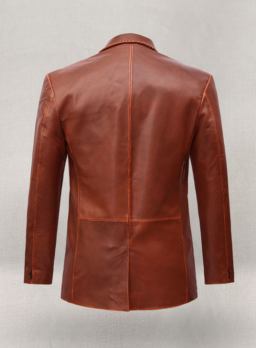 Rubbed Tan Brown Medieval Leather Blazer