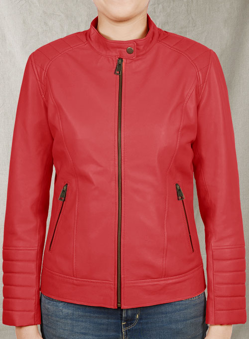 Soft Tango Red Ellie Leather Jacket - Click Image to Close