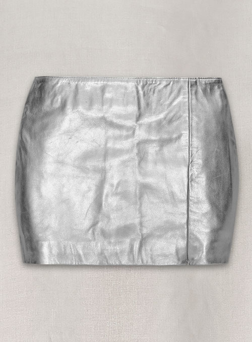 Silver Adjustable Slit Leather Skirt