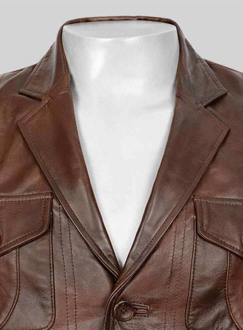 Spanish Brown Leather Blazer - #716 - Click Image to Close