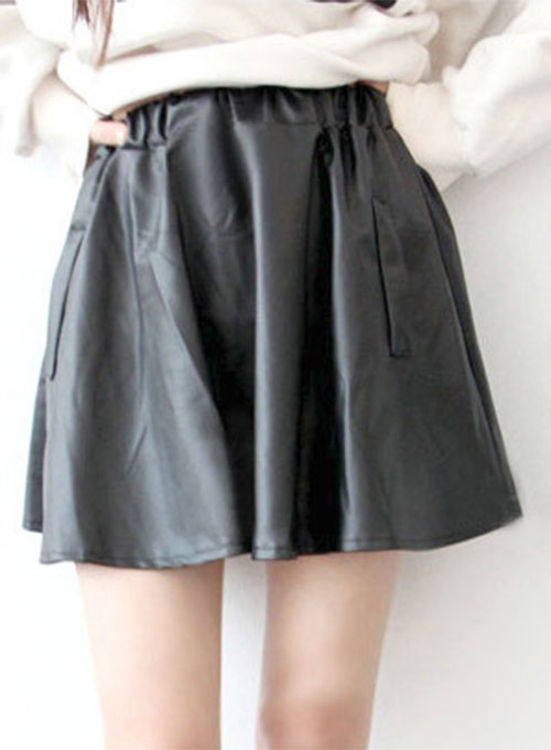 Swing Flare Leather Skirt - # 481 - Click Image to Close