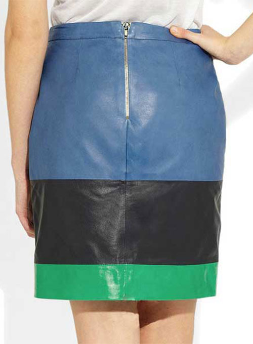 Tri Color Leather Skirt - Click Image to Close