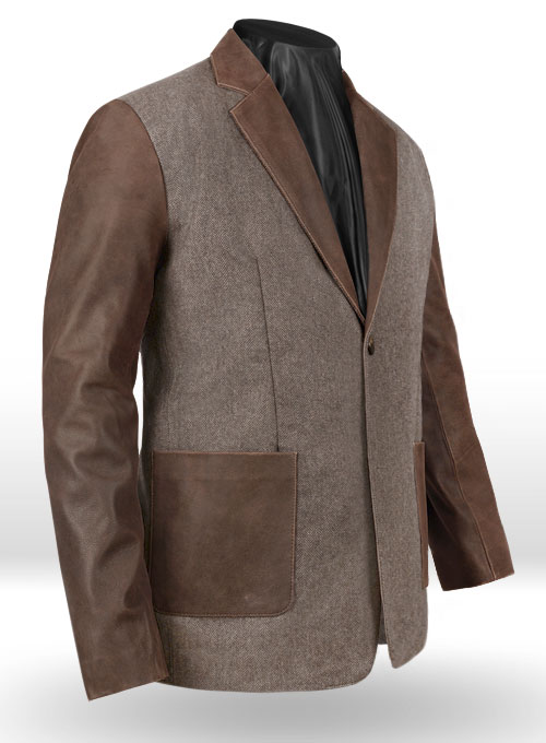 Tweed Leather Combo Blazer # 652 - Click Image to Close