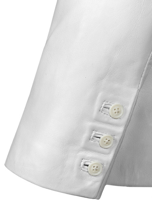 White Medieval Leather Blazer - Click Image to Close