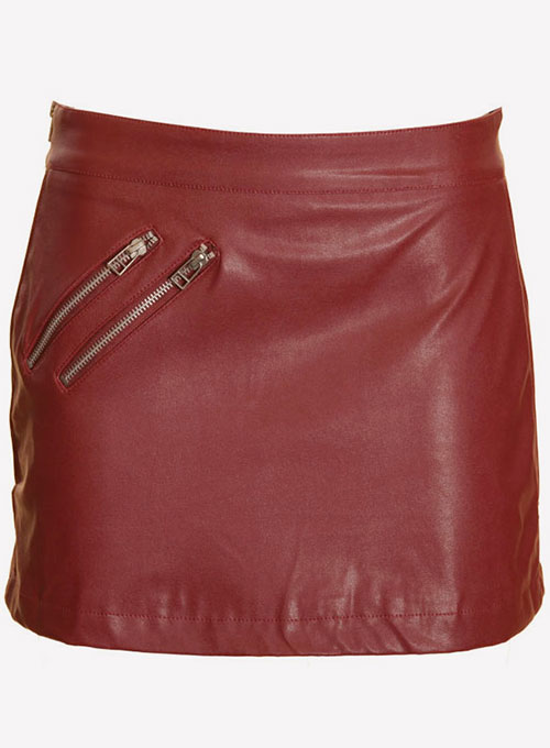 Zipper Leather Mini Skirt - Click Image to Close