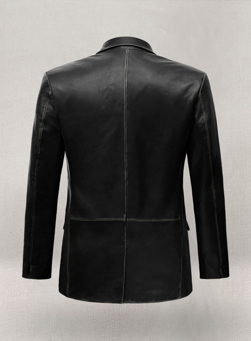 Rubbed Black Leather Blazer