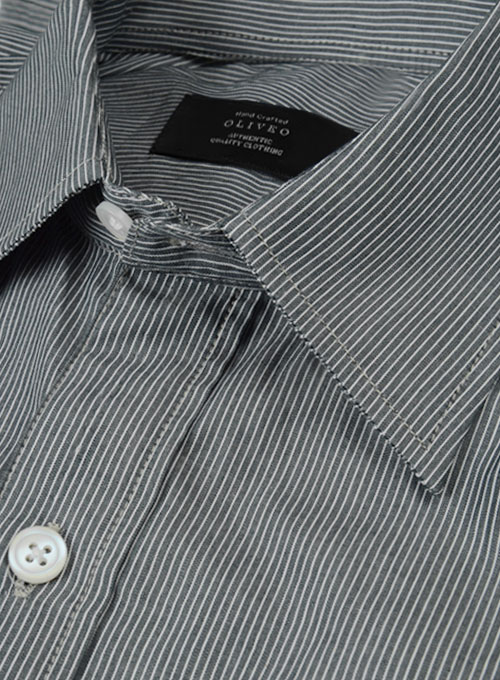 Classic Gray Pinstripe Cotton Shirt - Full Sleeves