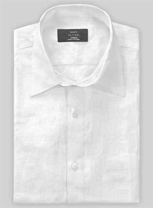 Pure White Linen Shirt - Full Sleeves - Click Image to Close