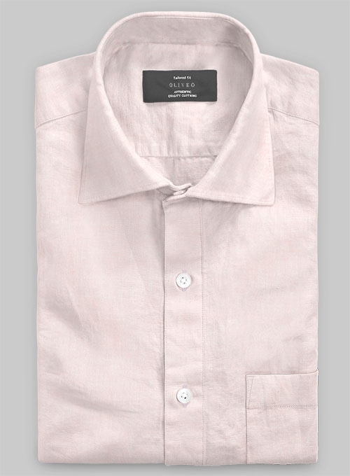 Roman Light Pink Linen Shirt - Full Sleeves - Click Image to Close