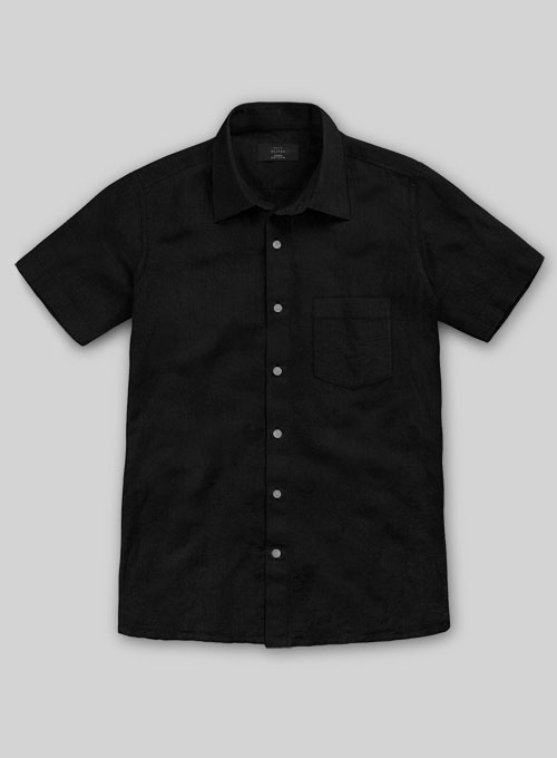 Washed Black Cotton Linen Shirt