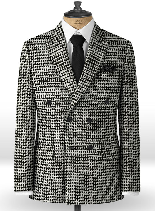 Big Houndstooth BW Tweed Double Breasted Jacket