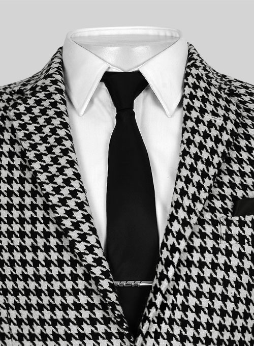 Big Houndstooth BW Tweed Jacket - Click Image to Close