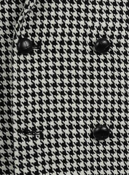 Big Houndstooth BW Tweed Double Breasted Jacket - Click Image to Close