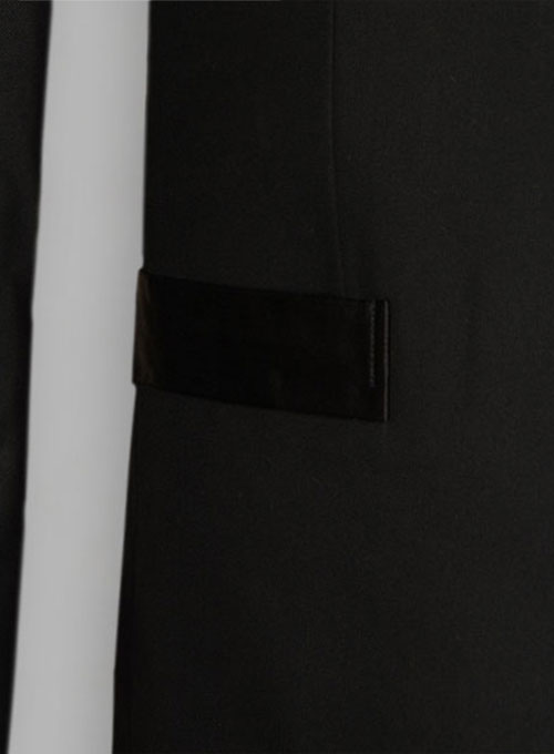 Black Terry Rayon Nehru Tuxedo Jacket - Click Image to Close