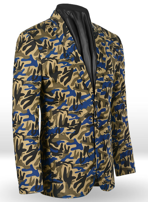 Blue Camo Leisure Style Sports Coat