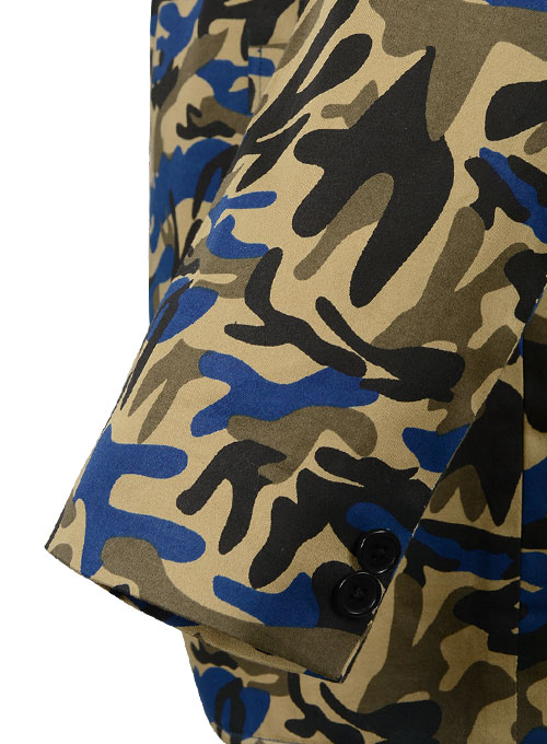 Blue Camo Leisure Style Sports Coat