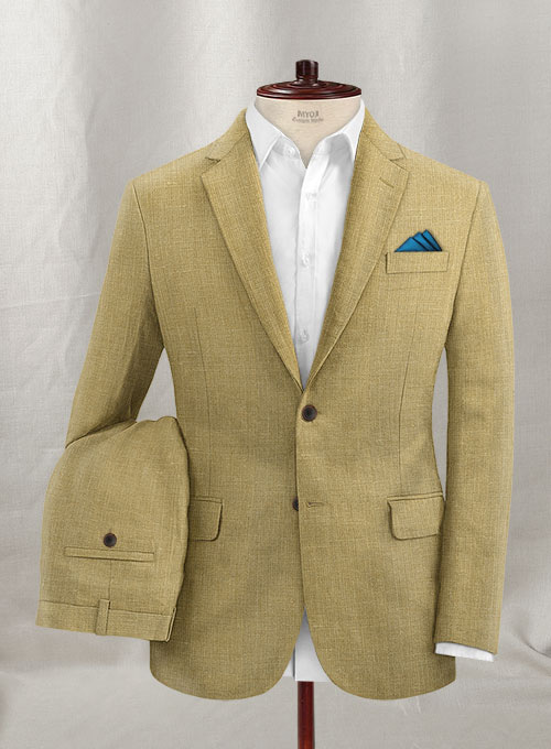 British Khaki Pure Linen Suit