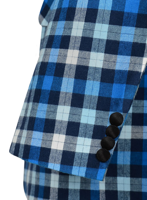 Brushed Zoe Blue Plaid Tuxedo Jacket