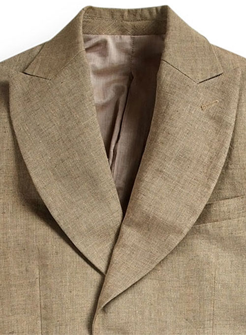 Italian Casa Dk Beige Linen Jacket - Elephant Lapel - 40R