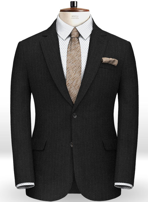 Caviar Stripe Black Wool Suit