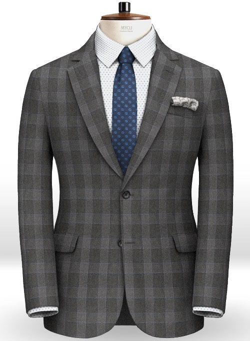 Charcoal Mont Checks Flannel Wool Suit