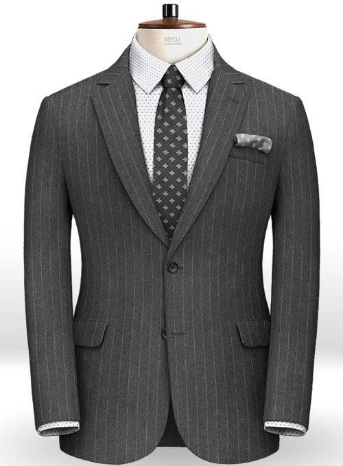 Charcoal Stripe Flannel Wool Suit